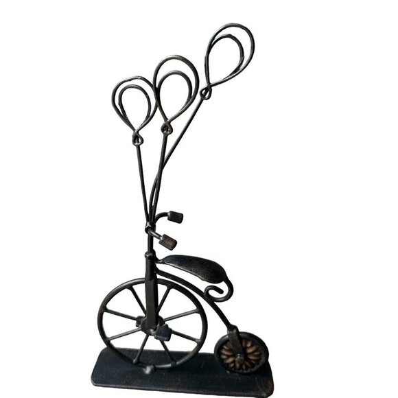 Vintage Pier One 1 High Wheel Bicycle Metal Art Photo Holder Black 10.5" x  5.5" - Picture 1 of 9